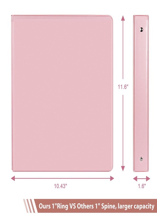 COMIX Standard 3 Ring Binder 1 inch with Clear View Cover, 1" Round Ring View Binder Holds 200 Sheets of US Letter Size Paper for School Office Supplies, 6 Pack (Pink) - Image 3