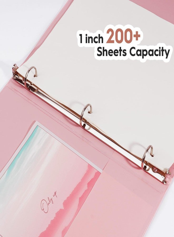 COMIX Standard 3 Ring Binder 1 inch with Clear View Cover, 1" Round Ring View Binder Holds 200 Sheets of US Letter Size Paper for School Office Supplies, 6 Pack (Pink) - Image 4