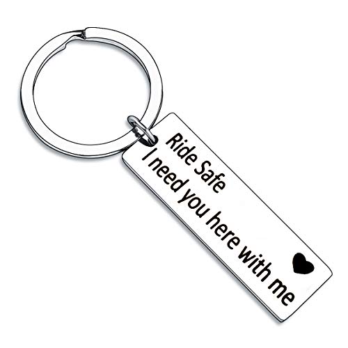 BESPMOSP Ride Safe I Need You Here With Me Biker Keychain Motorcycle Keychain Valentines day Boyfriend Girlfriend - Image 1