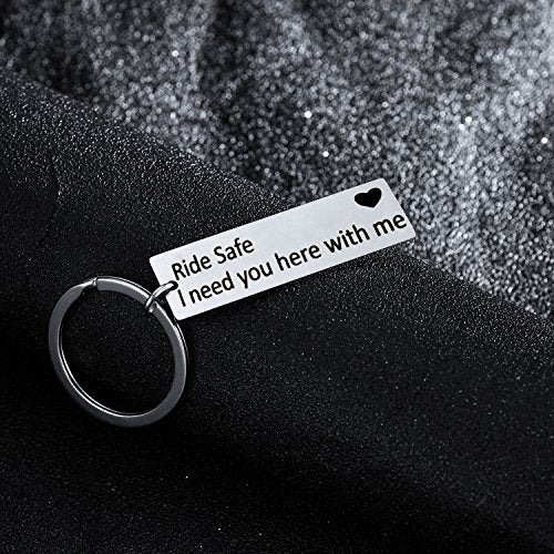 BESPMOSP Ride Safe I Need You Here With Me Biker Keychain Motorcycle Keychain Valentines day Boyfriend Girlfriend - Image 2