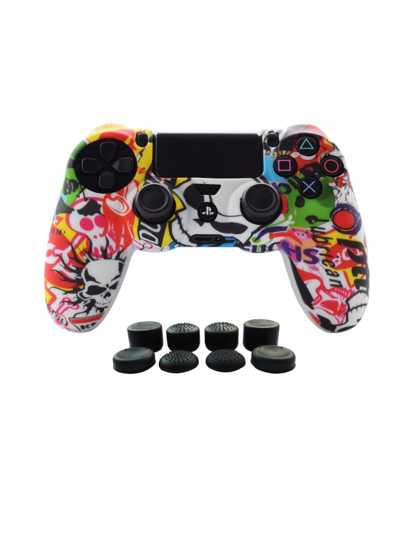 كينسو إكسسوارات غلاف سيليكون لاسلكي لجهاز تحكم سوني PS4 بمقابض مريحة، غطاء سيليكون واقي رقيق وناعم، حافظة جهاز تحكم للألعاب لجهاز Playstation 4 DualSense اللاسلكي، مع أغطية إبهام (4 أزواج - 8 قطع) - Image 1