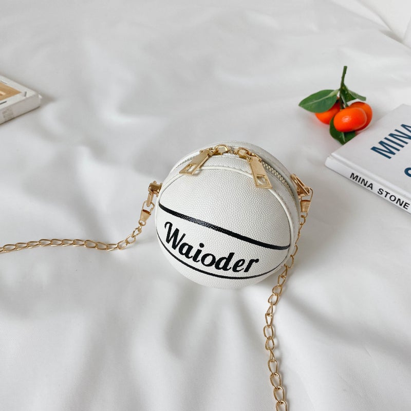 Trendy Kids Coin Purse Mini Basketball Bag White.