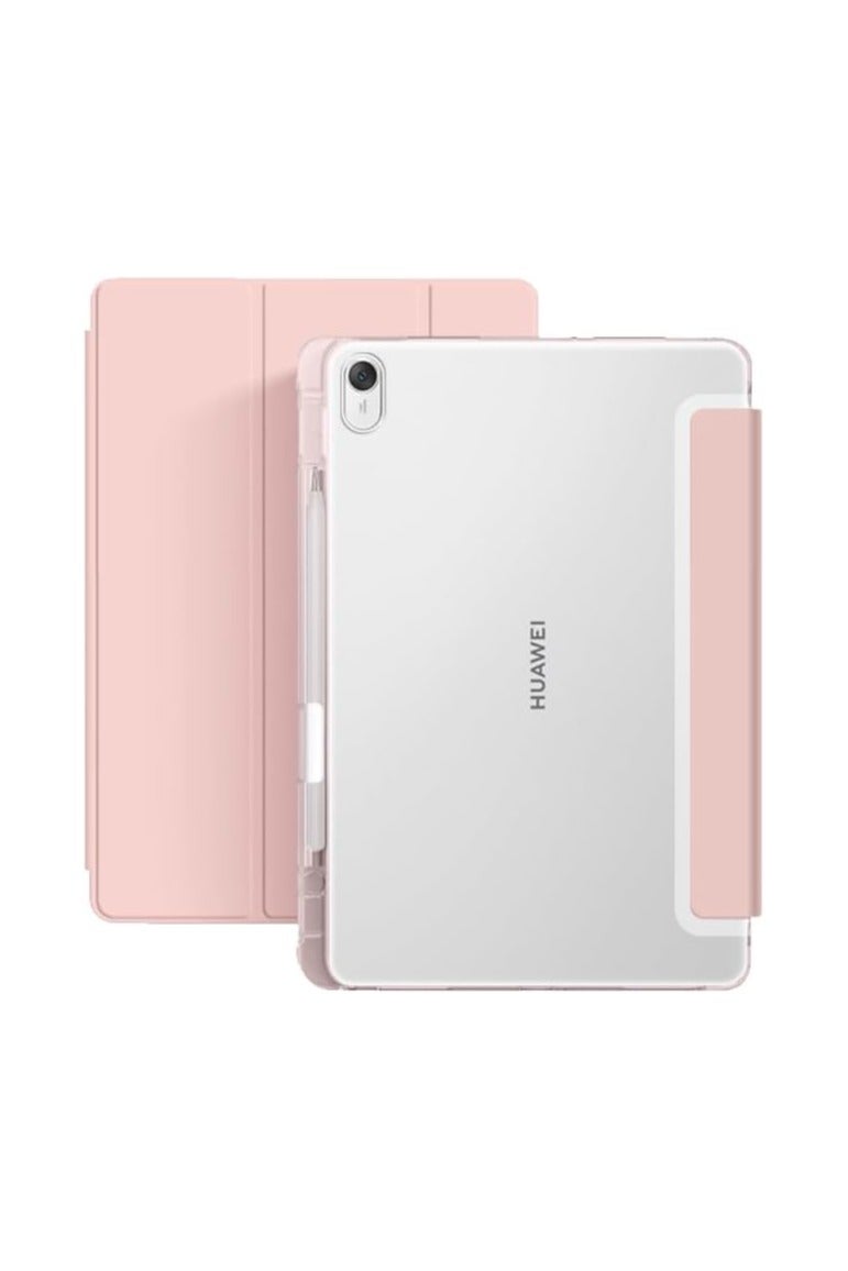 VKL Case Compatible with Huawei Hi MatePad 11.5-inch 2025 Tablet, Trifold Stand Cover Case with Pencil Holder,Leather Clear Transparent Back Cover (Pink)