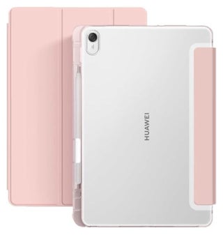 Case Compatible with Huawei Hi MatePad 11.5-inch 2025 Tablet, Trifold Stand Cover Case with Pencil Holder,Leather Clear Transparent Back Cover (Pink)