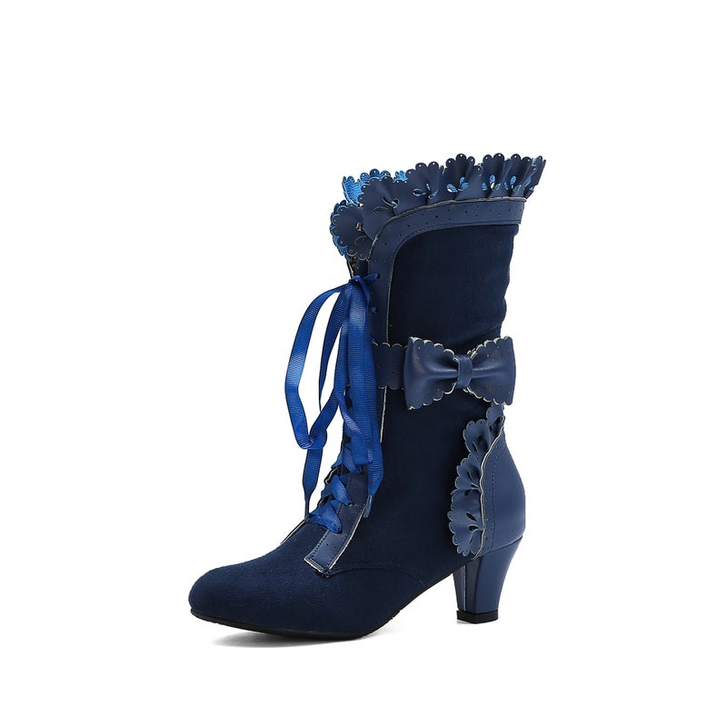 Supply Manufacturers On Behalf Of The Hair Boots Lolita High-Heeled Lace Front Lace-Up Large Size Women'S Boots Large Size Women'S Shoes - Image 3