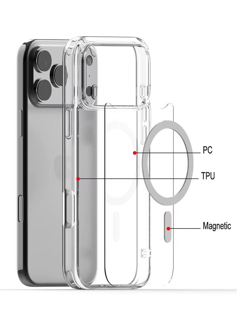 Case for I Phone 17 Pro Clear transparent TPU / Cover , Magnetic , Wireless Charging, Scratch & Yellowing Resistant, Drop Protection - Image 3
