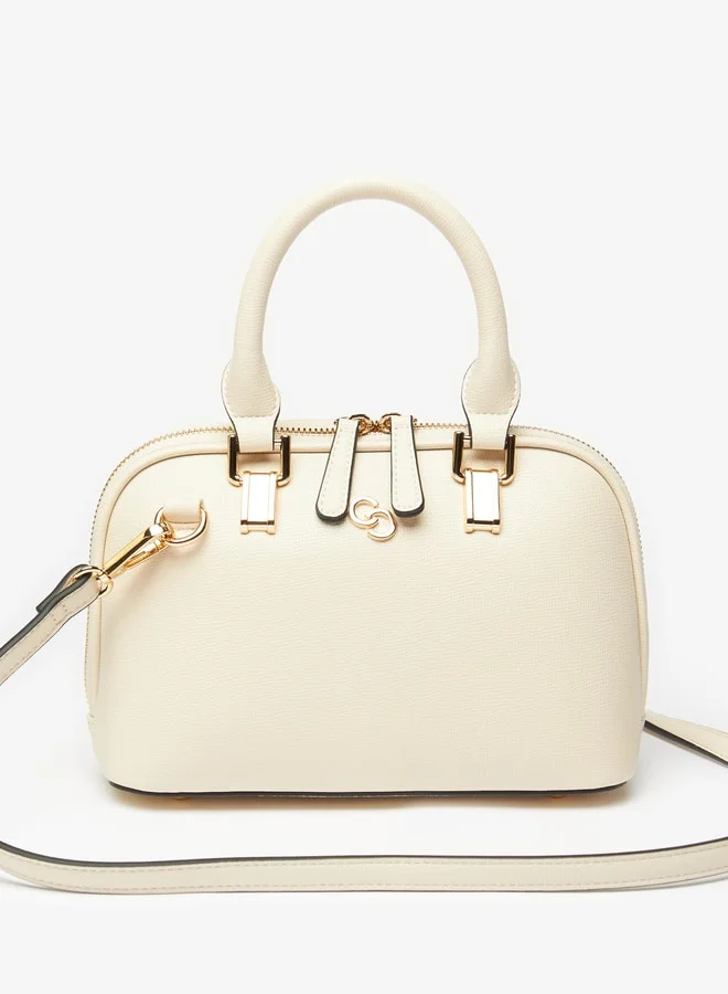 Celeste Women's Textured Bowler Bag with Double Handles