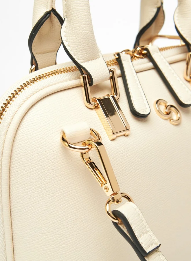 Celeste Women's Textured Bowler Bag with Double Handles