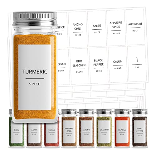 Talented Kitchen Spice Jar Labels - Minimalist Waterproof Kitchen Organization - Preprinted Spice Labels - Kitchen Pantry Organization Stickers - 140 Pack, 2.75 x 1.25 in, Black on White - Image 1