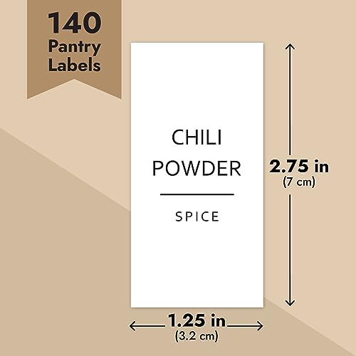 Talented Kitchen Spice Jar Labels - Minimalist Waterproof Kitchen Organization - Preprinted Spice Labels - Kitchen Pantry Organization Stickers - 140 Pack, 2.75 x 1.25 in, Black on White - Image 5
