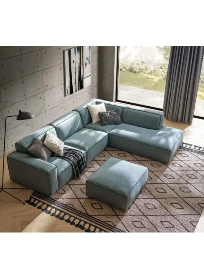 أريكة زاوية حديثة على شكل L مع Ottoman 296 x 233 x 70 سم - Image 1