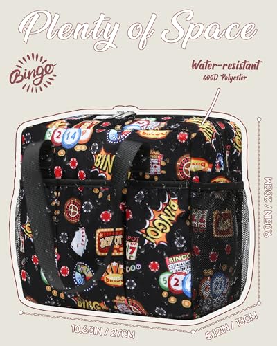 FOKDUVB Bingo Bag for Bingo Accessories Bingo Bags with Pockets for Bingo Daubers Dabbers Dobbers Dotters Bingo Stuff Supplies for Bingo Game Lovers Players Bingo Night Prizes for Adults Seniors Bingo Gadgets - Image 4
