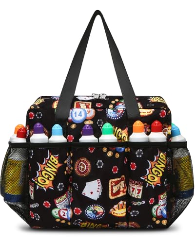 FOKDUVB Bingo Bag for Bingo Accessories Bingo Bags with Pockets for Bingo Daubers Dabbers Dobbers Dotters Bingo Stuff Supplies for Bingo Game Lovers Players Bingo Night Prizes for Adults Seniors Bingo Gadgets - Image 1