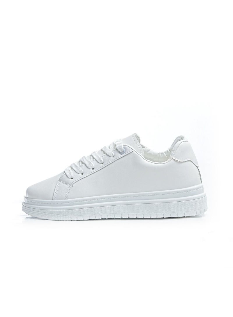 Desert حذاء رياضي مسطح برباط باللون الأبيض - Image 4