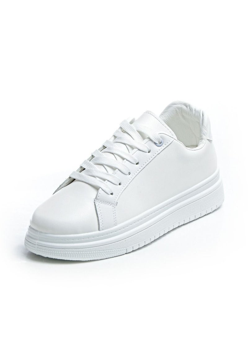 Desert حذاء رياضي مسطح برباط باللون الأبيض - Image 3