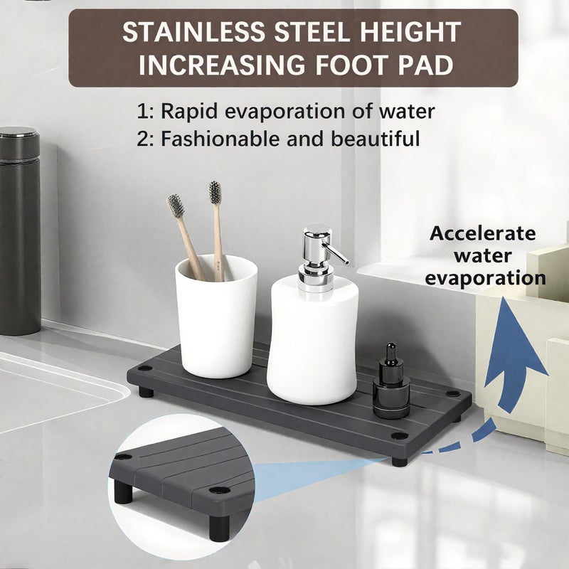 Lyxel Quick Dry Sink Caddy Kitchen Sink Organizer, Water Absorbing Stone Tray for Sink, Stone Drying Tray, Diatomite Faucet Mat & Protector, Dispenser Sponge Holder, Stone Soap Tray for Bathroom Counter - Image 3