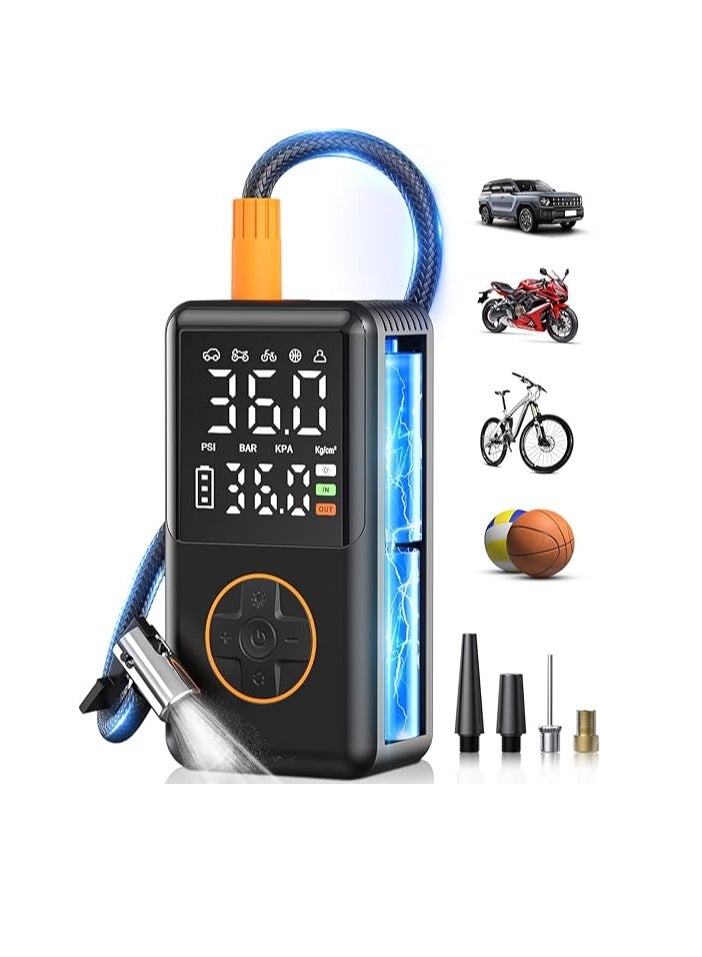 Mini Air Pump for Car Motorcycle Bicycle Balls 150PSI Portable Electric Air Compressor Multitool Inflator LED Lamp - Image 1