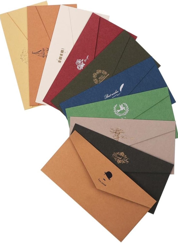 MAOGEDA 10 PCS Vintage Paper Envelopes, Kraft Paper Envelopes, Invitation Envelopes, Colourful Budget Envelopes, Vintage Kraft Paper Envelopes, BAG Envelope Set, Feng GSA - Image 1
