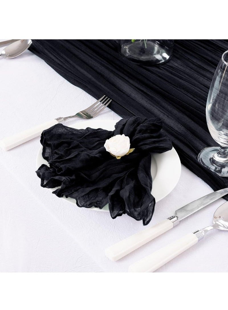 Translucent Table Runner Chessian Tablecloth for Wedding Reception Bridal Shower Party Decoration Table Centerpiece 90*300CM Black - Image 5