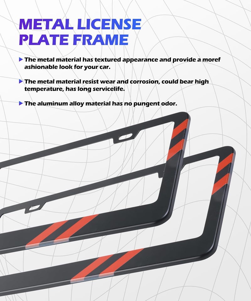 SCUARI License Plate Frames,Car Accessories Matte Black License Plate Holder,Rust Rattle Proof Aluminum Holder with Screws Mounting Kit,Universal Car Tag Frame,Suitable for Most Cars SUVs (B-2PCS) - Image 4