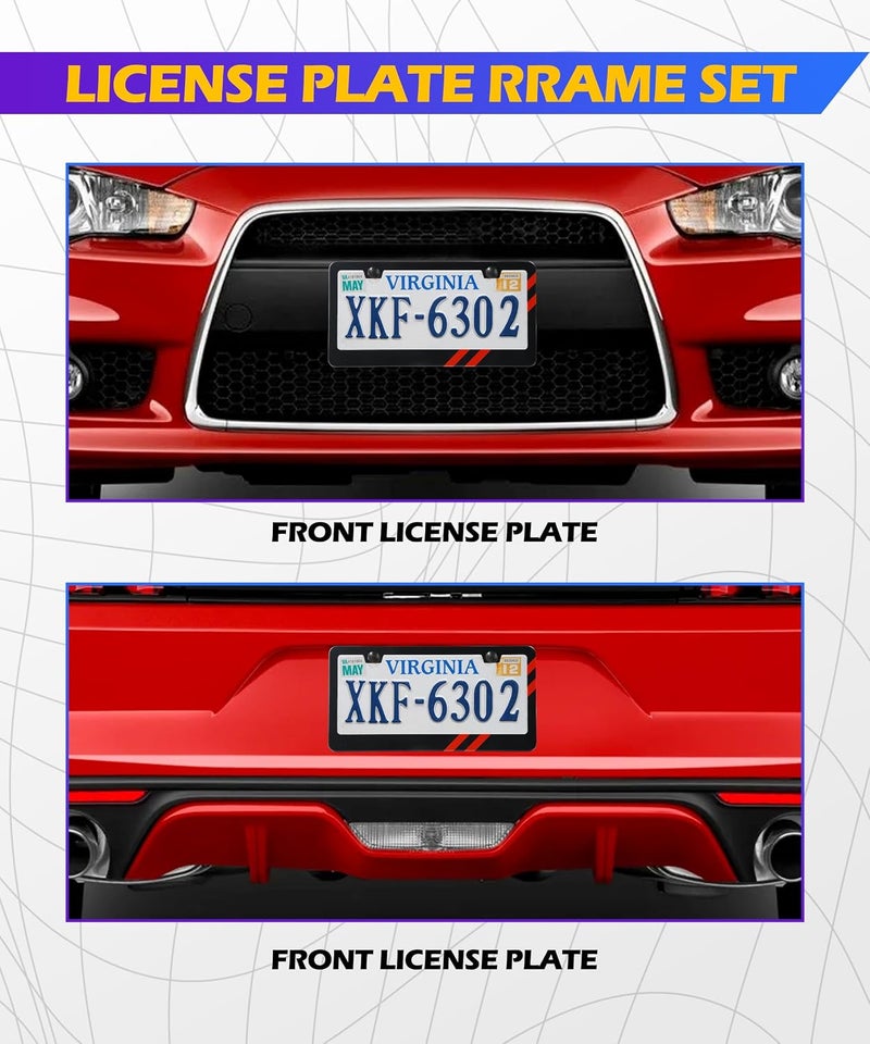 SCUARI License Plate Frames,Car Accessories Matte Black License Plate Holder,Rust Rattle Proof Aluminum Holder with Screws Mounting Kit,Universal Car Tag Frame,Suitable for Most Cars SUVs (B-2PCS) - Image 3