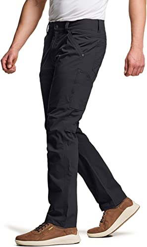 CQR Mens Vent Stretch Pants Quick Dry Lightweight Casual Cargo Pants Water Resistant StraightFit Utility Work Pants Sedona Carbon Black 38W x 32L - Image 1