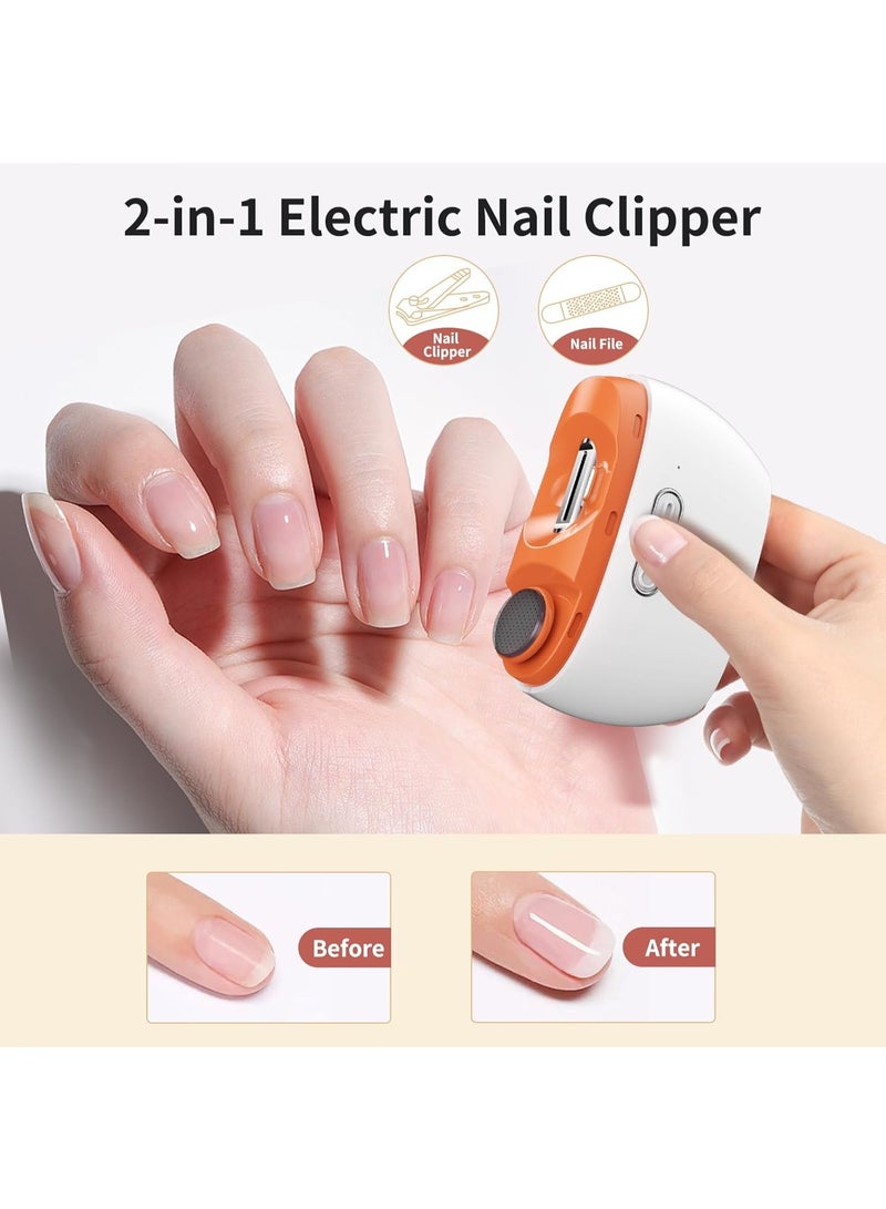 3-in-1 USB Rechargeable Electric Nail Clipper with LED Light - Automatic Polishing, Fingernail Trimming  Filing | 2-Speed, Clip Storage, Safe, Portable Fingernail Cutter for Baby  Seniors - Image 4