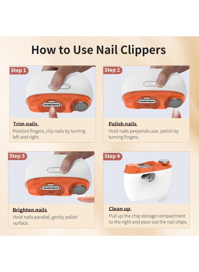 3-in-1 USB Rechargeable Electric Nail Clipper with LED Light - Automatic Polishing, Fingernail Trimming  Filing | 2-Speed, Clip Storage, Safe, Portable Fingernail Cutter for Baby  Seniors - Image 5