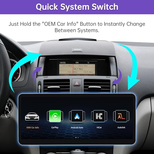 NINETOM 2026 Upgraded 12.3" Ultra-Narrow Touchscreen Wireless CarPlay Android Auto Receiver Compatible with Mercedes-Benz C-Class W204 (2008–2010), for NTG 4.0 System - Image 3