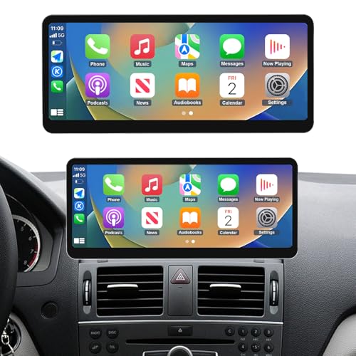 NINETOM 2026 Upgraded 12.3" Ultra-Narrow Touchscreen Wireless CarPlay Android Auto Receiver Compatible with Mercedes-Benz C-Class W204 (2008–2010), for NTG 4.0 System - Image 1