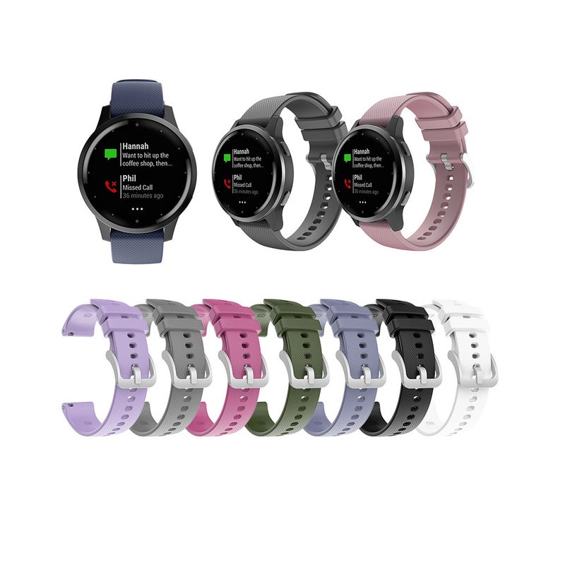 20mm Unisex Silicone Replacement Watch Strap with Quick Release Spring Bars Silver Buckle Compatible with GARMIN Watch, White - Image 3