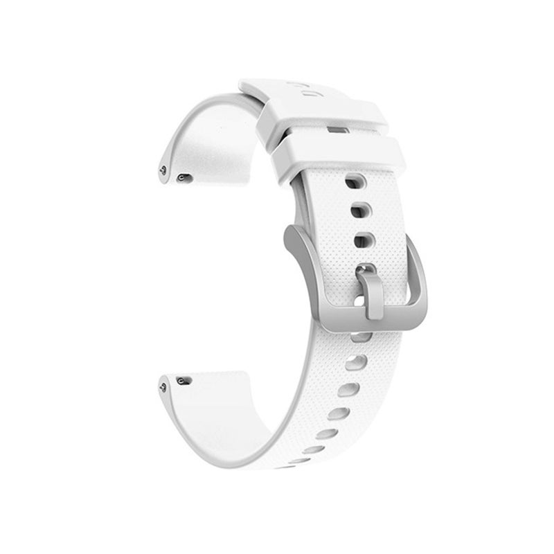 20mm Unisex Silicone Replacement Watch Strap with Quick Release Spring Bars Silver Buckle Compatible with GARMIN Watch, White - Image 1