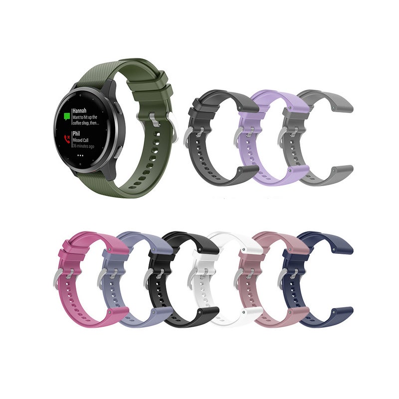 20mm Unisex Silicone Replacement Watch Strap with Quick Release Spring Bars Silver Buckle Compatible with GARMIN Watch, White - Image 2