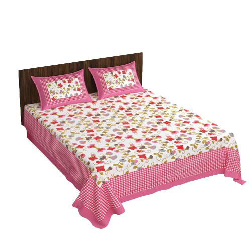 Meejoya 100 Pure Cotton Double Bedsheet for Bedroom Jaipuri Traditional Floral Print Queen Size with 2 Pillow Cover 13