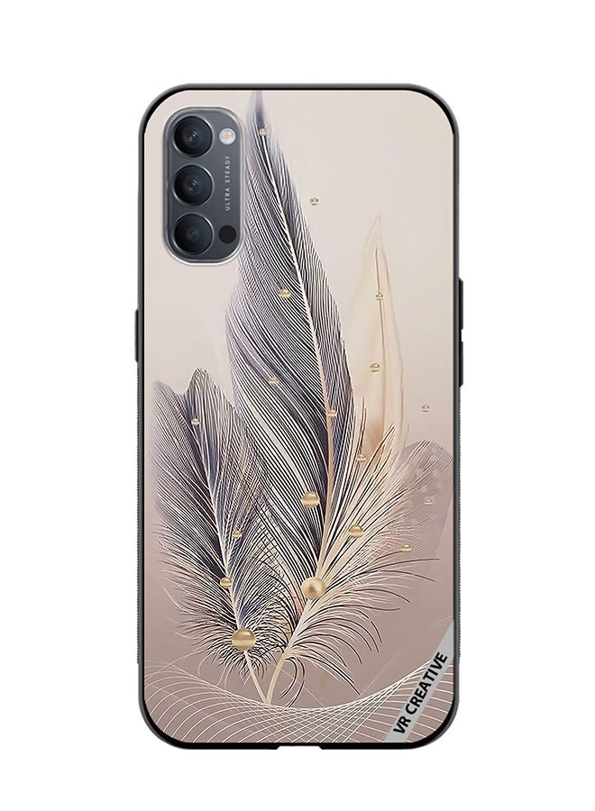 VR CREATIVE Protective Case Cover For Oppo Reno4 Pro 5G Feather Leaf Art Design Multicolour - Image 1