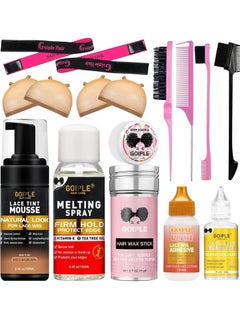 Goiple Lace Tint Lace Melting Hair Mousse for Women's Wigs and Hairpieces - Natural Finishing Tint Spray Tool Set (Medium Brown)  - Image 1