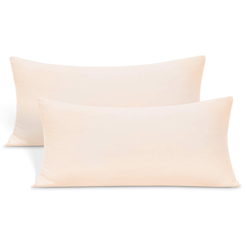 N&Y HOME 2-Pack Stretch Pillow Cases - Jersey Knit & Ultra Soft Envelope Closure Pillowcases T-Shirt Like Microfiber Blend - Suitable for 20x36/20x40 King Size Set of 2  Pink - Image 1