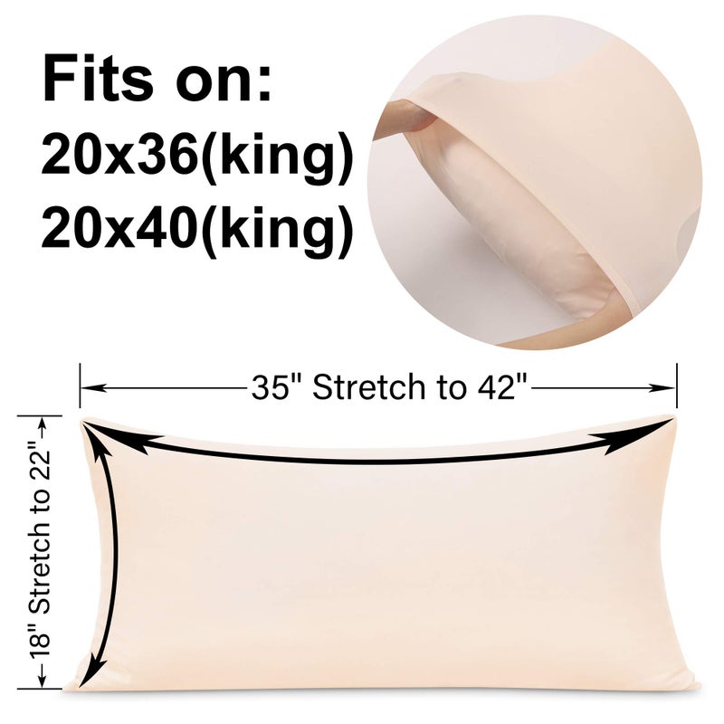 N&Y HOME 2-Pack Stretch Pillow Cases - Jersey Knit & Ultra Soft Envelope Closure Pillowcases T-Shirt Like Microfiber Blend - Suitable for 20x36/20x40 King Size Set of 2  Pink - Image 3