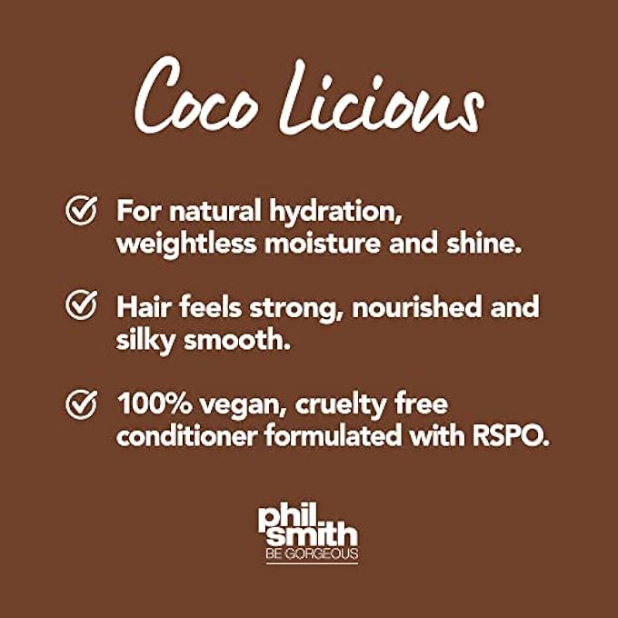 Phil smith BE GORGEOUS | COCO LICIOUS COCONUT OIL CONDITIONER | FOR NORMAL TO DEHYDRATED HAIR | VEGAN FRIENDLY | SILKY SOFT NOURISHING | 300 ML | PACK OF 4 - Image 2