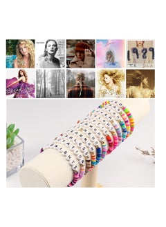 12pcs Taylor Swift Color Set English Letter Elastic Bracelet
