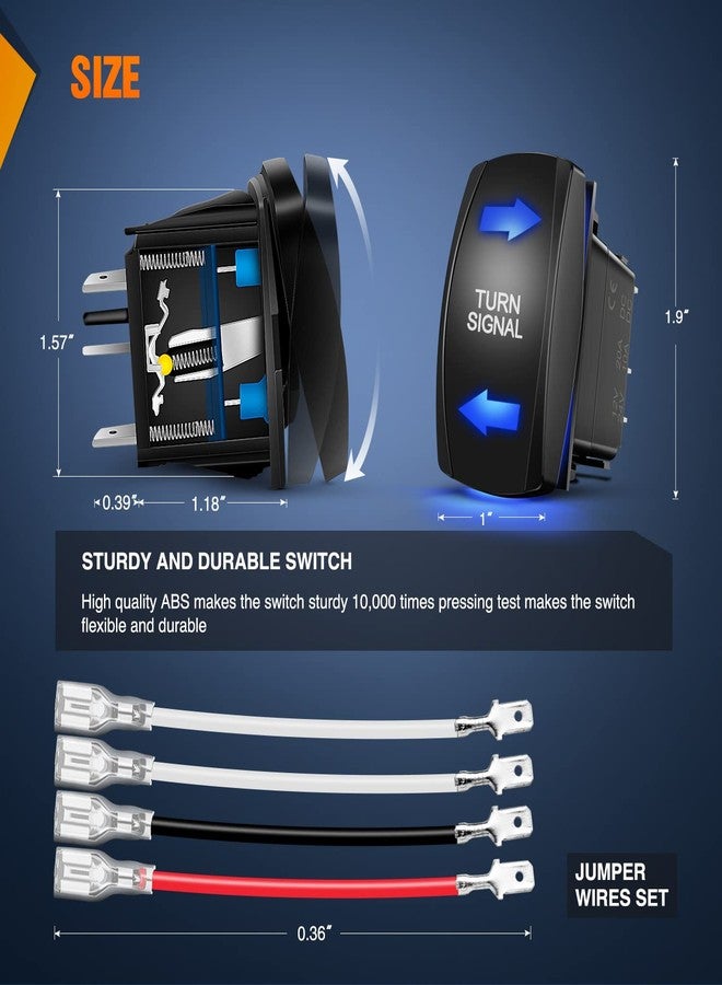 Nilight Turn Signal Switch Blue 4Pin ON-Off-ON Laser Etched SPDT Toggle Rocker Switches 12V 20A 24V 10A Jumper Wires for Cars RVs Campers Trailers - Image 4