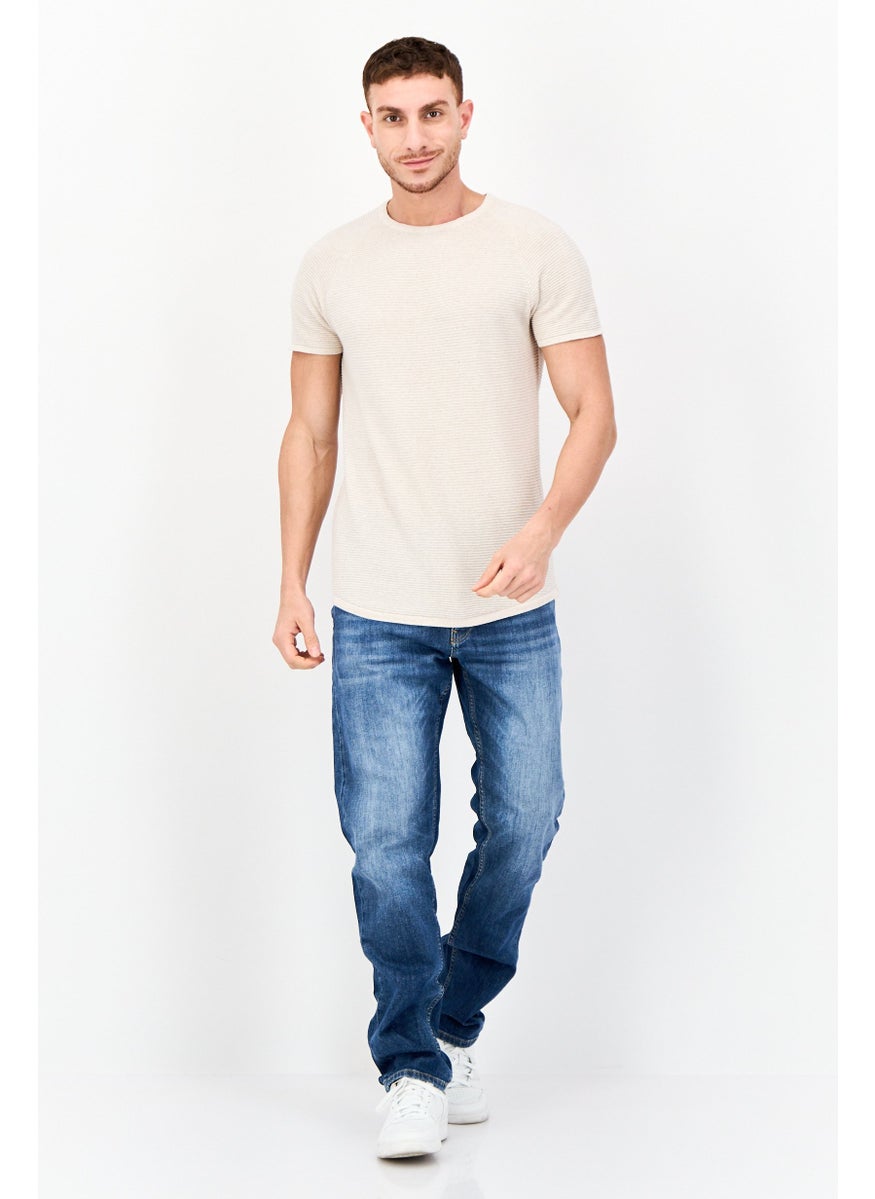 ESPRIT - Men Straight Fit Washed Stretchable Selvedge Jeans, Blue - Image 1