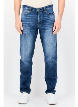 Men Straight Fit Washed Stretchable Selvedge Jeans, Blue