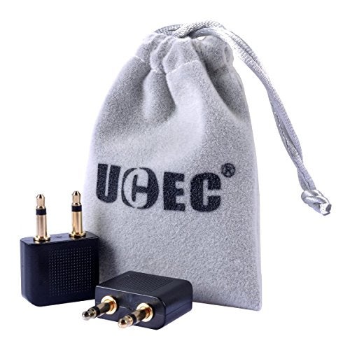 UCEC Airplane Headphone Adapter, 3.5mm Airplane Adapter for Headphones, Golden Plated Airline Headphone Adapter for in-Flight Entertainment System, 2 Pack - Image 1