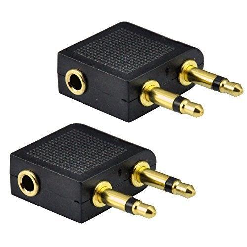 UCEC Airplane Headphone Adapter, 3.5mm Airplane Adapter for Headphones, Golden Plated Airline Headphone Adapter for in-Flight Entertainment System, 2 Pack - Image 2
