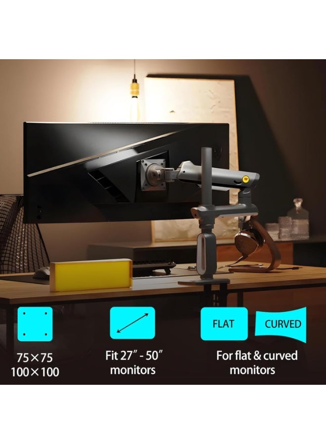 NB NORTH BAYOU NB Ergonomic Gaming Monitor Arm – Heavy Duty Stand for Flat/Ultra-Wide/Curved Screens 27–50 Inch, Max Load 18kg, VESA 75/100 mm, J7 - Image 4