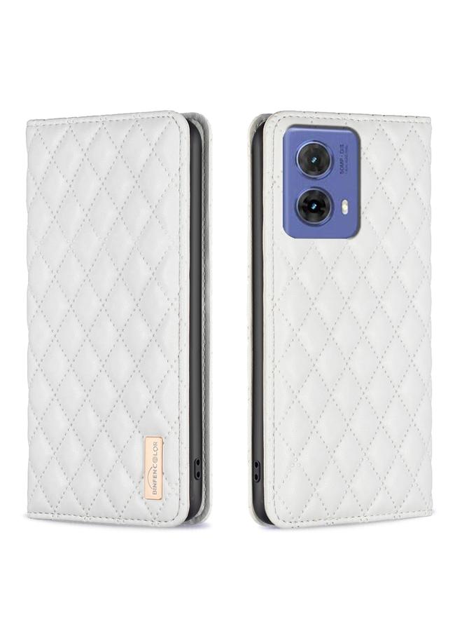 S-TOP Case For Motorola Moto G85 Diamond Lattice Magnetic Leather Flip Phone Case - Image 1