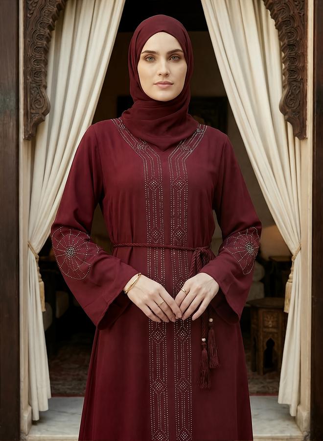 جلو باص عباية مزينة مع حجاب - Image 5