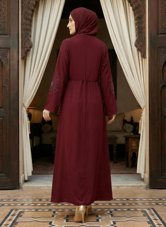 جلو باص عباية مزينة مع حجاب - Image 3