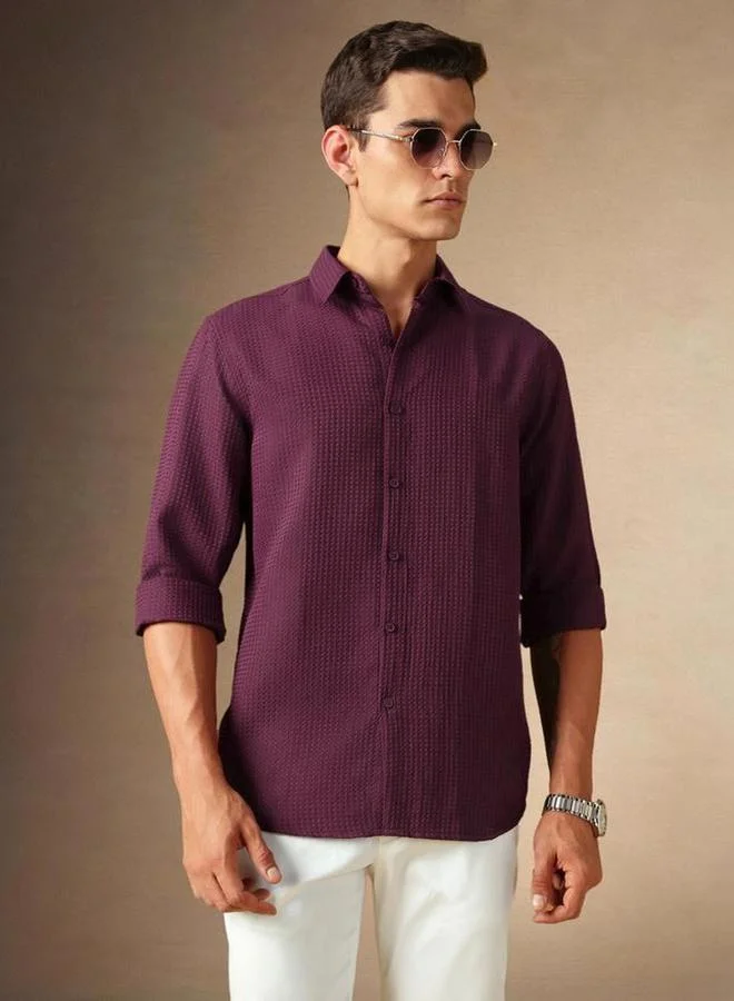 Dennis Lingo Dennis lingo Men Slim Collar Textured Casual Shirt